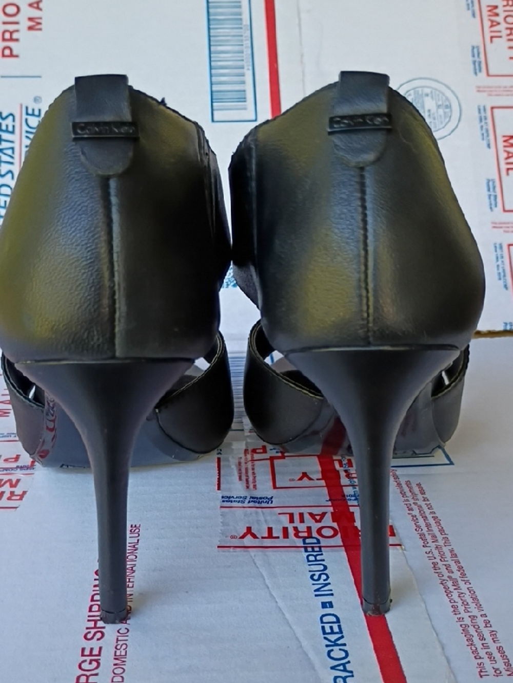 Calvin Klein Black Peep-Toe Stiletto Sandals - Picture 8 of 10